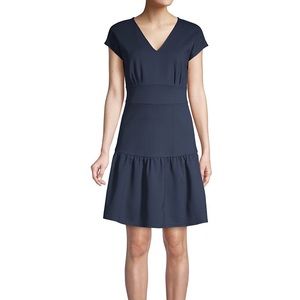 Kate Spade Ponte Cap-sleeve Flounce Dress